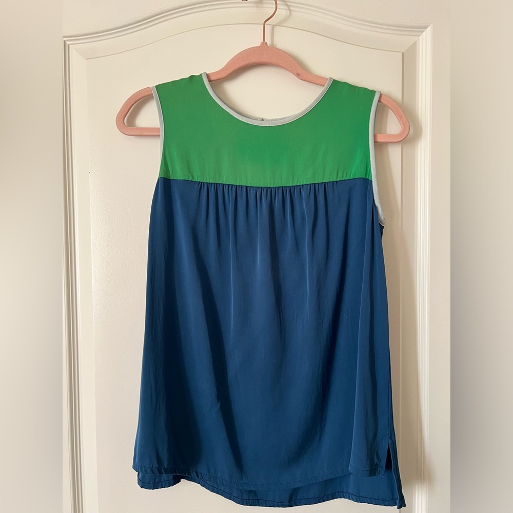 Marisfrolg 100% mulberry silk color block tank top